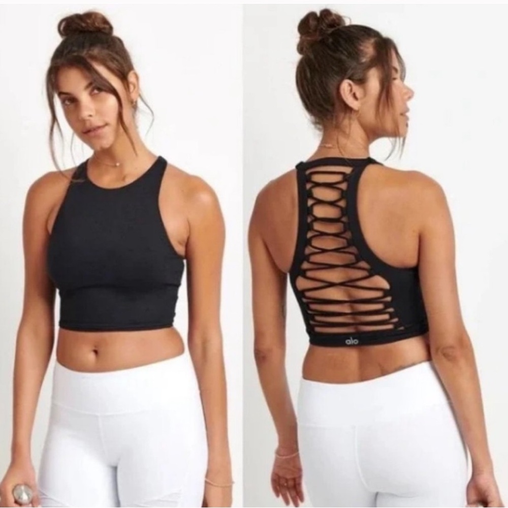 ALO Yoga Movement Bra Top Crop Top
Sports Bra High Neck Long Line S Small Black
